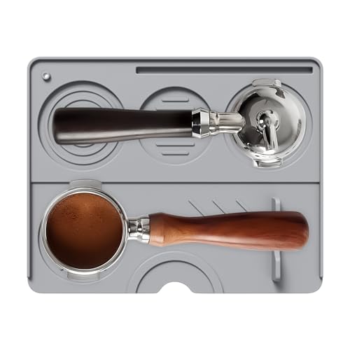 Ahuuen Kaffeestampfkissen - Silicone Antirutsch Kaffeestampfmatte | Lebensmittelechtes Barwerkzeug mit Portafilter Halter für die Arbeitsplatte in der Küche als Geschenk für Männer Frauen und von Ahuuen