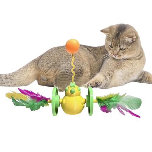 Ahuuen Katzen Federangel | Kükenförmige Katzenangel | Interaktives Katzenspielzeug Kätzchen Unterhaltung Trainingsspiel Für Wohnung Reise Haus Innenbereich Garten Boden von Ahuuen