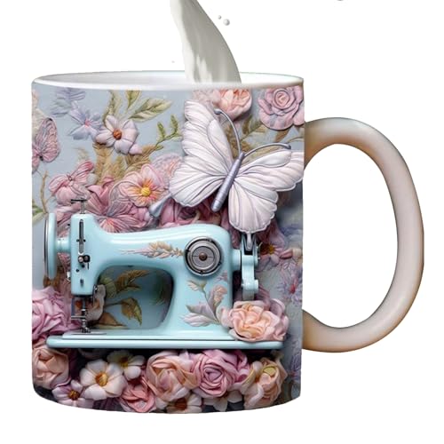 Ahuuen Keramik Tasse - 3D Nähmaschinen Design Becher 330 ml - Originelle Keramikdekoration für Frauen Männer Haushalt Bar Quilting Liebhaber Weihnachten Geburtstag Tee von Ahuuen