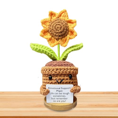 Ahuuen Künstlicher Sonnenblumenstrauß | Gestrickte Blume | Niedliche Gehäkelte Sonnenblumen | Häkelpuppe Mit Emotionaler Unterstützung | Gestrickte Schreibtischdekorationen Für Kinder Und Erwachsene von Ahuuen