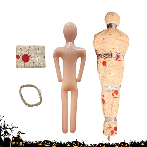 Ahuuen Leichensack Halloween Deko, Aufblasbare Halloween Leiche, Lebensgroße realistische Horror-Blut-Puppe für Spukhaus Rasen Klassenzimmer Festival Party Garten von Ahuuen