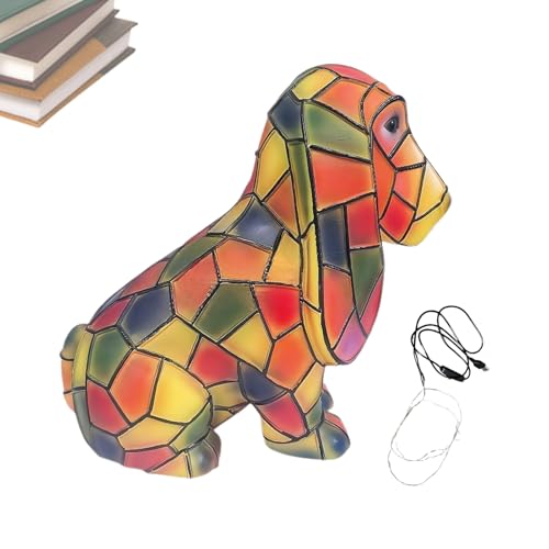 Ahuuen Nachtlicht Für Hunde, LED Kinderzimmer Lampe Mit Tierdesign, Harz Vintage Deko, Handbemaltes Nachtlicht Für Kleinkindzimmer Kinderzimmer Wohnzimmer von Ahuuen