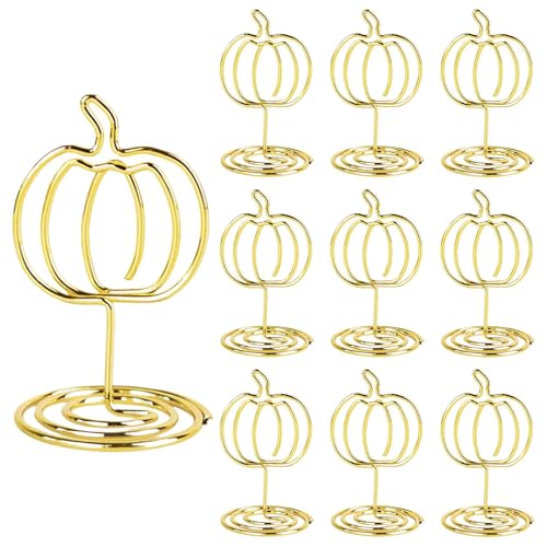 Ahuuen Tischkartenhalter - Herbst Kürbisbilder Tischhalter | 10 Stücke Metall Clips Herbst Deko Für Geburtstag Erntedankfest Lebensmittel Schilder Servietten von Ahuuen