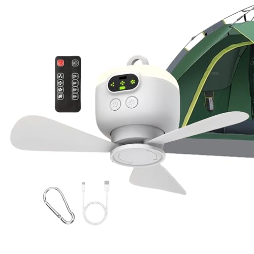Ahuuen Tragbarer Deckenventilator - Fernbedienung Kabellos Für Pavillon | Luftgebläse Mit Aufhängehaken Für Luftzirkulation In Camping Werkstatt Schlafzimmer Garage Terrasse von Ahuuen