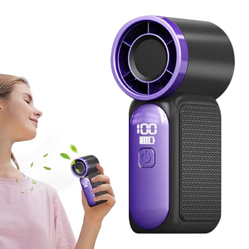 Ahuuen Tragbarer Handfächer | Persönlicher Taschenfächer - 100 Stufen Wind Digitales Display für Frauen, Männer, Konzert, Reisen, Camping, Wandern von Ahuuen