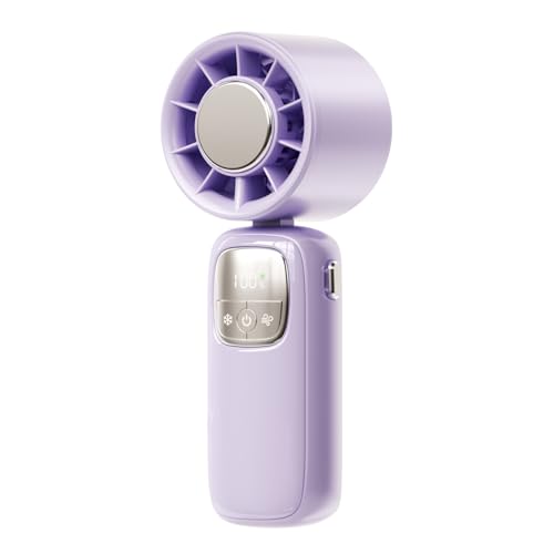 Ahuuen Tragbarer Handventilator - Kompakter Tragbarer Ventilator - Stufenlos Regelbar Mit LED-Anzeige Faltbares Design Für Arbeit Alltag Pendeln Reisen Camping Wandern Einkaufen von Ahuuen