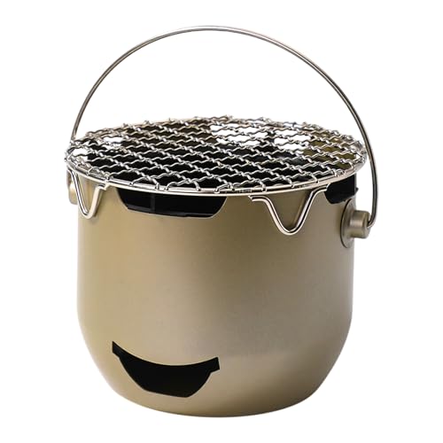 Ahuuen Tragbarer Holzkohlegrill,Tischgrill mit Bratrost & Griff - Stahl Grillzubehör für Camping Picknick Garten Terrasse Reisen von Ahuuen
