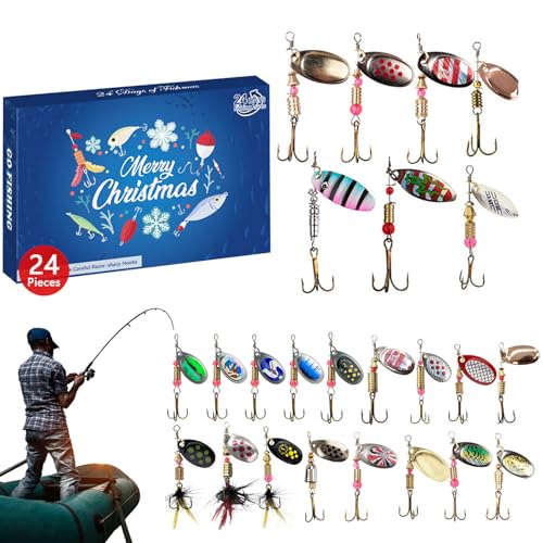 Ahuuen Weihnachten Angler Kalender | 24 Tage Adventskalender Angelköder Set - Tackle Bait For Saltwater Freshwater Teen Friend Men Husband Grandpa Father Boy Anglers Enthusiasts - Für Angler Väter Ahuuen Weihnachten Angler Kalender | 24 Tage Adventskalender Angelköder Set - Tackle Bait For Saltwater Freshwater Teen Friend Men Husband Grandpa Father Boy Anglers Enthusiasts - Für Angler Väter von Ahuuen