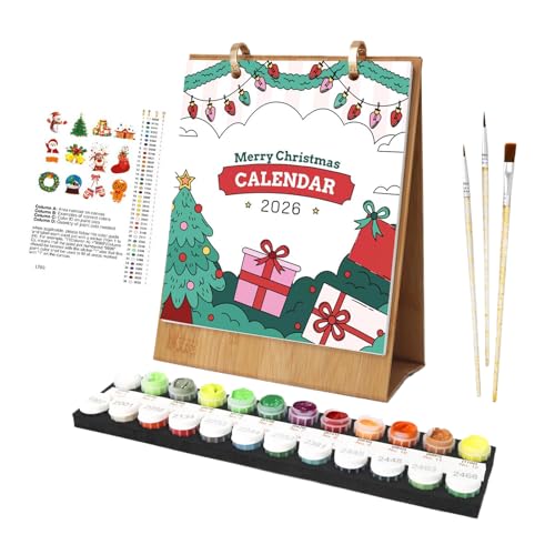 Ahuuen Weihnachtskalender - Weihnachtsmotive Bemalbarer Schreibtischunterlage Kalender - Kunstbedarf Planer Basteln Malen Für Lehrer Schule Jugendliche Kinder Zuhause Familie von Ahuuen