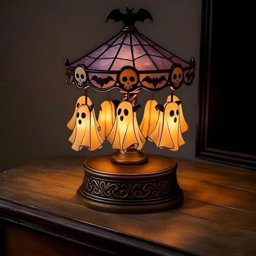 Ghost Carousel Light | Halloween Ghost Carousel Night Light Decor | Halloween Spooky Night Lampe | Mit mysteriöses Glühen | Für Home Party Desk Tischdekoration | 19x11x19cm Ghost Carousel Light | Halloween Ghost Carousel Night Light Decor | Halloween Spooky Night Lampe | Mit mysteriöses Glühen | Für Home Party Desk Tischdekoration | 19x11x19cm von Ahuuen