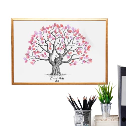 Hochzeits Fingerabdruck Baum | Personalisierte Leinwand Für Fingerabdrücke | Fingerabdruck Baum Leinwand Hochzeit | Leinwand Für Fingerabdrücke di-y Hochzeit | Für Partys, Geburtstage, Jubiläen von Ahuuen