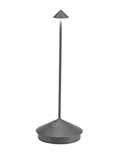 Zafferano, Pina Pro Lampe, Wiederaufladbare und Kabellose Tischlampe mit Touch Control, Geeignet für den Innen- und Außenbereich, Dimmer, 2700 K, Höhe 29 cm, Dunkelgrau von Zafferano