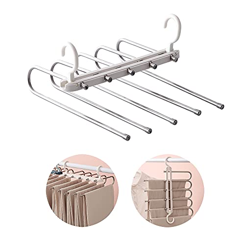 Hosenbügel Platzsparend Mehrfach, 5 In 1 Hosenbügel,Kleiderbügel Hosen aus Edelstahl Ausziehbar, Faltbare Multi Bügel, Magischer Aufhänger, Schrank kleiderbügelhalte Hosenbügel Platzsparend Mehrfach, 5 In 1 Hosenbügel,Kleiderbügel Hosen aus Edelstahl Ausziehbar, Faltbare Multi Bügel, Magischer Aufhänger, Schrank kleiderbügelhalte von Ai-Youger