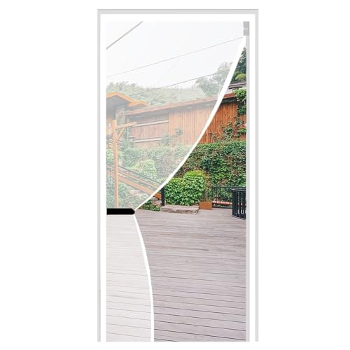 Fliegengitter Balkontür Magnet-Insektenschutz Tür 95x265cm für Balkon, Terrasse, Wohnzimmer Fliegenvorhang HäNde Frei Kinderleichte Klebemontage Ohne Bohren,Weiß von AiChen