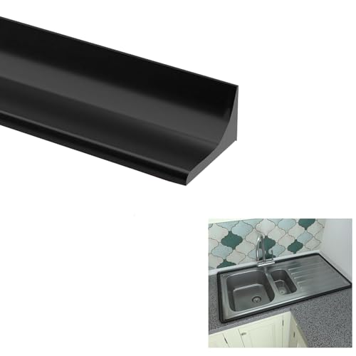 Schwallschutzleiste Dusche Selbstklebend, Wasserdamm TüRdichtung Duschwasserstop für Rahmenlose DuschtüR Boden Duschschwelle und Selbstklebend Silikonstreifen Wassersperre für KüChe (Schwarz 1M) von AiDeHuaKeJi