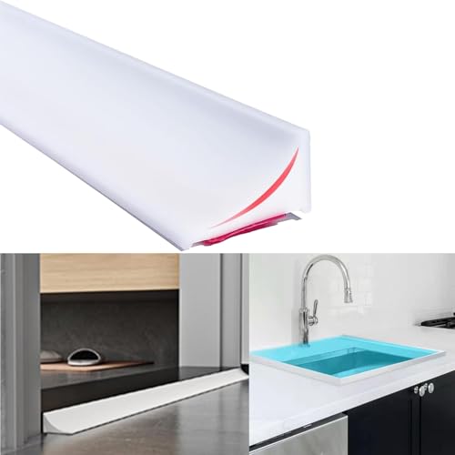 Schwallschutzleiste Dusche Selbstklebend Wasserstopper Dusche Gummilippe für DuscheGummilippe Duschtür Schwallschutz Duschdichtung Duschlippe für Nass- und Trocken-Trennung,Weiß2m von AiDeHuaKeJi