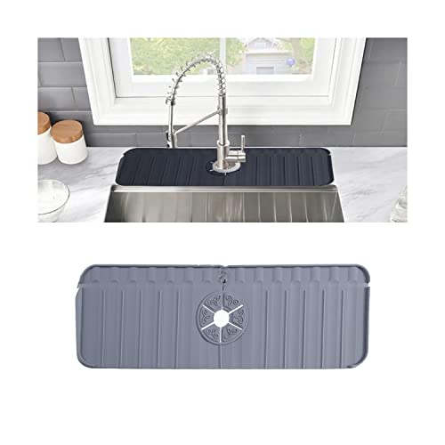Silikon Küche Wasserhahn Spüle Spritzschutz,Küchenarmaturen Saugfähige Matte Küche Badezimmer Arbeitsplatte schützen Bauernhaus (grau02) von AiDeHuaKeJi
