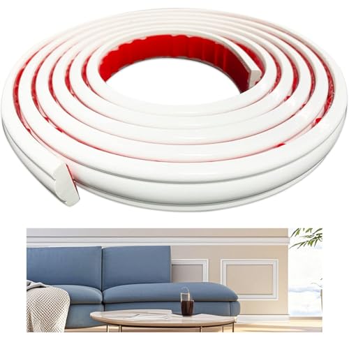 Stuckleisten Wand, Wandleistenleiste - Stuckleisten Selbstklebend, Selbstklebende Verkleidungsleiste, Flexible Leiste für Spiegelrahmen Schranktür Home Decoration Wandschutz Weiß 3.5m x 2.7cm von AiDeHuaKeJi