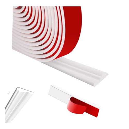 Stuckleisten Wand, Wandleistenleiste - Stuckleisten Selbstklebend, Selbstklebende Verkleidungsleiste, Flexible Leiste für Spiegelrahmen Schranktür Home Decoration Wandschutz Weiß 3.5m x 3.2cm von AiDeHuaKeJi
