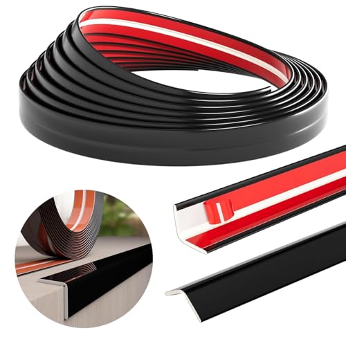 Zierleisten Selbstklebend Flexible Zierleiste Selbstklebend Wand Chromleiste Kantenschutz Selbstklebend Tischkantenschutz für Wohnzimmer,Badezimmer,Küche,Schlafzimmer (Black4m*3cm) von AiDeHuaKeJi