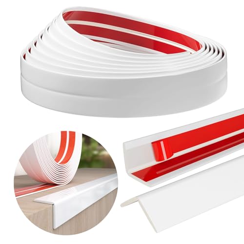 Zierleisten Selbstklebend Weiß Flexible Zierleiste Selbstklebend Wand Chromleiste Kantenschutz Selbstklebend Tischkantenschutz für Wohnzimmer,Badezimmer,Küche,Schlafzimmer (White4m*4cm) von AiDeHuaKeJi
