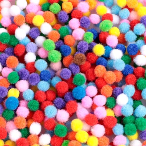 AiQInu 2000 Stück Pompons Zum Basteln, 10mm Mini Pompons für Handwerk Herstellung, DIY Kreative Handwerk, Farbenfrohe Bastelarbeiten, Kindergarten Basteln von AiQInu