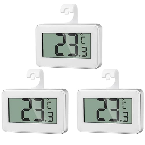 AiQInu 3 Mini Kühlschrank Thermometer Digital, Innen und Gefrierschrank, Mit Frost Alarm von AiQInu