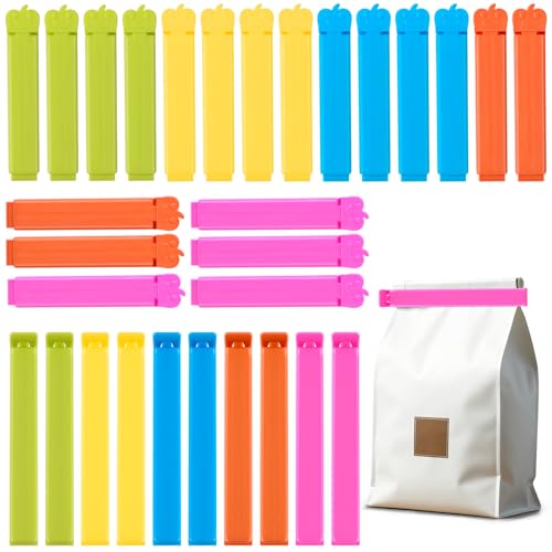 AiQInu 30 Stück Verschlussclips, Clips für Tüten, Verschlussklammern Plastik Mehrere Farben 7/11cm, Tütenclips Wiederverwendbar für Verpackung Süßigkeiten Chipstüte Snacks von AiQInu