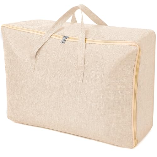 AiQInu Aufbewahrungstasche Groß, 105L Faltbare Unterbett Aufbewahrungsbox mit Handgriff, Wasserdicht Langlebige Umzugstaschen für Bettzeug Matratzenauflagen Decken Bettdecken and Kissen Beige AiQInu Aufbewahrungstasche Groß, 105L Faltbare Unterbett Aufbewahrungsbox mit Handgriff, Wasserdicht Langlebige Umzugstaschen für Bettzeug Matratzenauflagen Decken Bettdecken and Kissen Beige von AiQInu