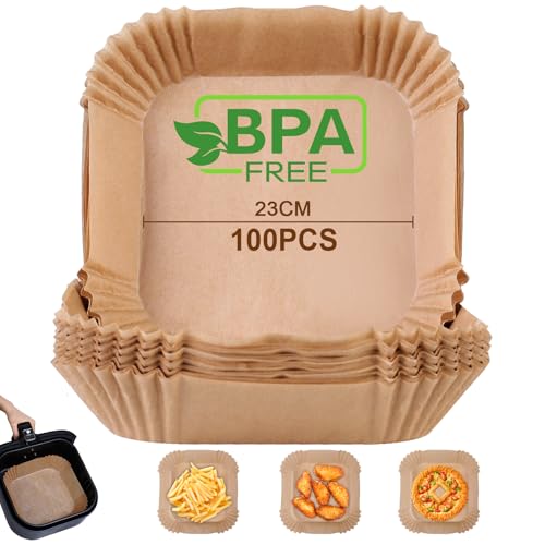 AiQInu Backpapier für Heißluftfritteuse, 100 Stück 23cm BPA-frei Airfryer Backpapier Eckig Wasserdicht Ölfest Pergamentpapier Liner Airfryer Zubehör, für Heißluftfritteuse Ofen Mikrowelle AiQInu Backpapier für Heißluftfritteuse, 100 Stück 23cm BPA-frei Airfryer Backpapier Eckig Wasserdicht Ölfest Pergamentpapier Liner Airfryer Zubehör, für Heißluftfritteuse Ofen Mikrowelle von AiQInu