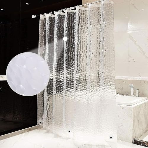 AiQInu Duschvorhang 200x200 3D Eva Transparent Antischimmel Shower Curtains mit Gewicht Bleiblock Unten, Wasserdichter Badezimmervorhang Umweltfreundlich Waschbar Duschvorhänge mit 13 Haken von AiQInu