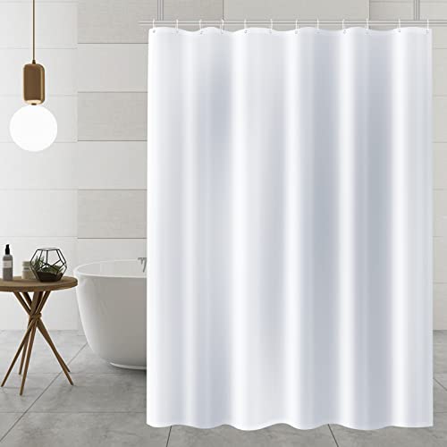 AiQInu Duschvorhang Textiler, Shower Curtains aus Polyester Stoff 180x180cm,Antischimmel Wasserdichter Waschbar duschvorhang weiß mit Ösen und 12 Haken, für Badewanne und Dusch von AiQInu