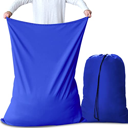 AiQInu Große Wäschesäcke Wäschesack mit Kordelverschluss，Faltbarer Wäschesack für Schlafsaal und Reisen Wäscheraum, 70 x 115 cm, 2 Stück Blau von AiQInu
