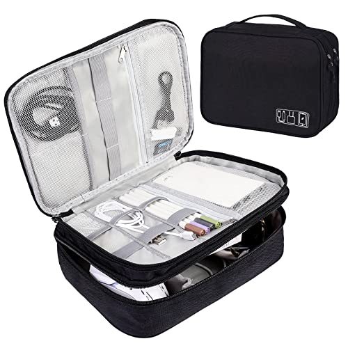 AiQInu Kabeltasche Universal Travel Kabel Organizer Tasche Cubes Kabel Etui,3 Layer Wasserdichten Verstellbares Kabelorganizer für Handy Ladekabel, Powerbank, USB Sticks, SD Karten von AiQInu