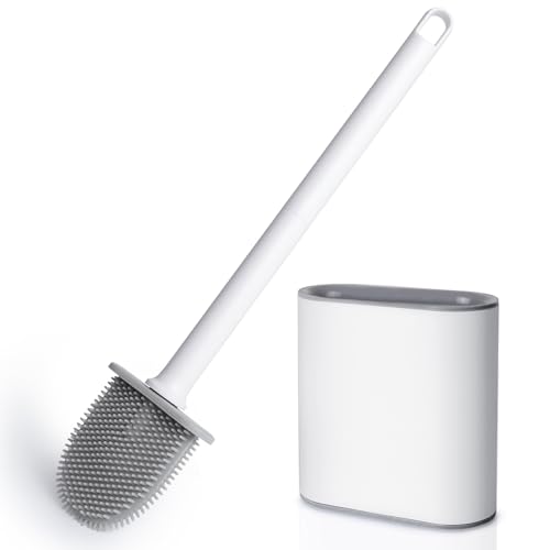 AiQInu Klobürste, Tiefenreiniger Silikon-Toilettenbürste mit Rutschfestem Langem Kunststoffgriff und Flexiblen Borsten, Wand-WC Bürste mit Lüftungsschlitzen für die Toilette AiQInu Klobürste, Tiefenreiniger Silikon-Toilettenbürste mit Rutschfestem Langem Kunststoffgriff und Flexiblen Borsten, Wand-WC Bürste mit Lüftungsschlitzen für die Toilette von AiQInu