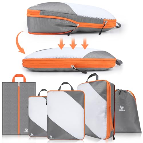 AiQInu Packing Cubes Compression, 5 Stück Packtaschen Kompression Koffer Organizer Set mit Wäschebeutel und Schuhbeutel Ultraleicht, Erweiterbar, Reisepack Organizer für Handgepäck AiQInu Packing Cubes Compression, 5 Stück Packtaschen Kompression Koffer Organizer Set mit Wäschebeutel und Schuhbeutel Ultraleicht, Erweiterbar, Reisepack Organizer für Handgepäck von AiQInu