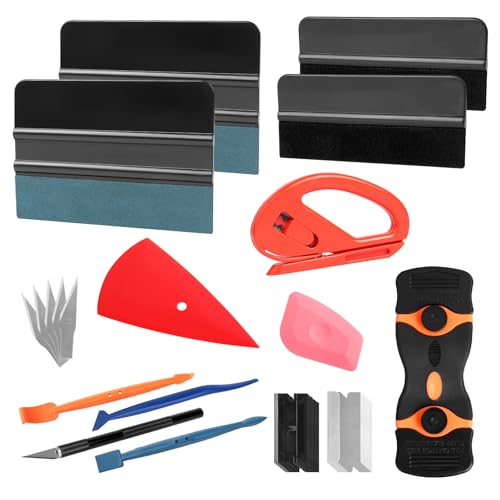 AiQInu Rakel für Folie, Rakelset 27 Stück zum Folieren, Rakel Set für Folierung mit Filzrakel Rakel, Präzisionsmesser,Cutter,Messer mit 5 Klingen, Folienrakel, für Fensterfolien und Auto Folien AiQInu Rakel für Folie, Rakelset 27 Stück zum Folieren, Rakel Set für Folierung mit Filzrakel Rakel, Präzisionsmesser,Cutter,Messer mit 5 Klingen, Folienrakel, für Fensterfolien und Auto Folien von AiQInu