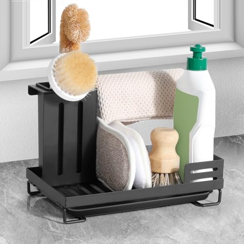 AiQInu Spülbecken Organizer mit Abnehmbarer Tropfschale, Küchen Organizer, Kompakter Spüle Organizer aus Hochwertigem Stahl, für Spülmittel und Schwämme, 25 x 15 x 16.5 cm, für Küche & Badezimmer AiQInu Spülbecken Organizer mit Abnehmbarer Tropfschale, Küchen Organizer, Kompakter Spüle Organizer aus Hochwertigem Stahl, für Spülmittel und Schwämme, 25 x 15 x 16.5 cm, für Küche & Badezimmer von AiQInu