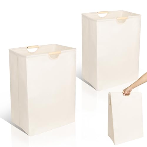 AiQInu Wäschekorb Faltbar, Wäschesammler Wäschesack mit Henkel Holzgriff Groß 56cm*40cm*27cm, Baumwoll- und Leinenmaterial, Große Kapazität, Platzsparend, für Schlafzimmer, Bad, Kinderzimmer, Reise AiQInu Wäschekorb Faltbar, Wäschesammler Wäschesack mit Henkel Holzgriff Groß 56cm*40cm*27cm, Baumwoll- und Leinenmaterial, Große Kapazität, Platzsparend, für Schlafzimmer, Bad, Kinderzimmer, Reise von AiQInu