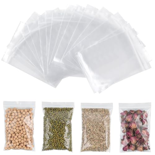 AiQInu Zip Beutel Druckverschluss Set, Plastikbeutel Verschließbar 8 x 12 cm, 100 Stück Kleine Plastiktüten Transparent Baggies Wiederverschließbare Beutel von AiQInu