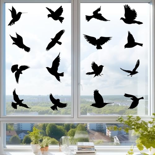 AiQInu groß Fensteraufkleber Vogelschutz, 16 Stück Groß Größe Anti-Kollision Fenstersticker Vogelaufkleber für Fensterscheiben Schwarz, PVC Vogelschutz Aufkleber Fenster Fensterbilder Selbstklebend AiQInu groß Fensteraufkleber Vogelschutz, 16 Stück Groß Größe Anti-Kollision Fenstersticker Vogelaufkleber für Fensterscheiben Schwarz, PVC Vogelschutz Aufkleber Fenster Fensterbilder Selbstklebend von AiQInu
