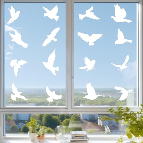 AiQInu groß Fensteraufkleber Vogelschutz, 16 Stück Groß Größe Anti-Kollision Fenstersticker Vogelaufkleber für Fensterscheiben Weiß, PVC Vogelschutz Aufkleber Fenster Fensterbilder Selbstklebend AiQInu groß Fensteraufkleber Vogelschutz, 16 Stück Groß Größe Anti-Kollision Fenstersticker Vogelaufkleber für Fensterscheiben Weiß, PVC Vogelschutz Aufkleber Fenster Fensterbilder Selbstklebend von AiQInu