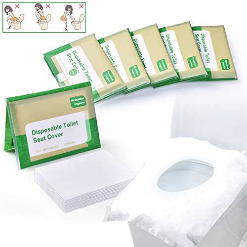 AiQInu Toilettensitzbezug Stück Einweg Toilette Auflagen, 100% reiner Zellstoff, White, 43cm x 35.5cm, 60 St. von AiQInu