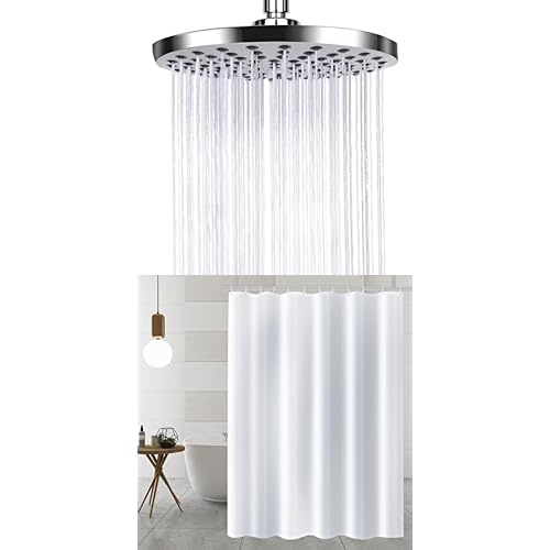 Bundle of AiQInu 8 Zoll Runder Duschkopf Regendusche+ AiQInu Duschvorhang Textiler, Shower Curtains aus Polyester Stoff 180x180cm, für Badewanne und Dusch von AiQInu