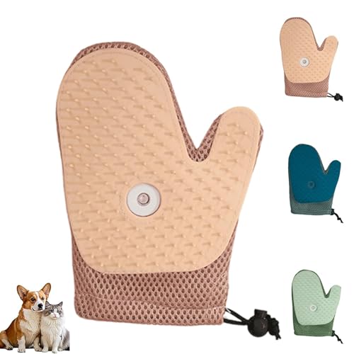 All-in-one Grooming Mist Glove for Pets, Handschuh zur Tierhaarentfernung, Katzenpflegehandschuhe, Katzenbürstenhandschuh für Hunde und Katzen, Enthaarungswerkzeuge (Rosa) von AiQiMinHao