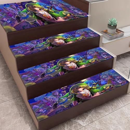 AiWLPTian 5-Teilige Treppenstufen, Pflegeleichte Schützende Treppenmatte Zelda Für Ältere Menschen, Kinder, Sicherheitsmatten Für Haustiere.,50 * 22cm von AiWLPTian
