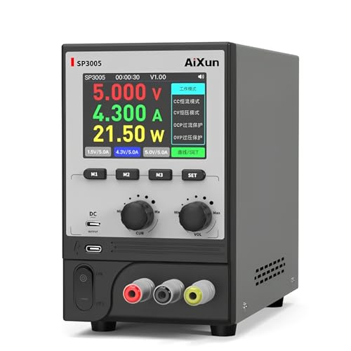 Aixun SP3005 CNC-programmierbares DC-Netzteil, Spannungs- und Stromeinstellungswerkzeug, 8,9 cm (3,5 Zoll) HD-IPS-Bildschirm, unterstützt Typ-C 30 W Schnelllade-QC/PD-Protokollausgabe von AiXun