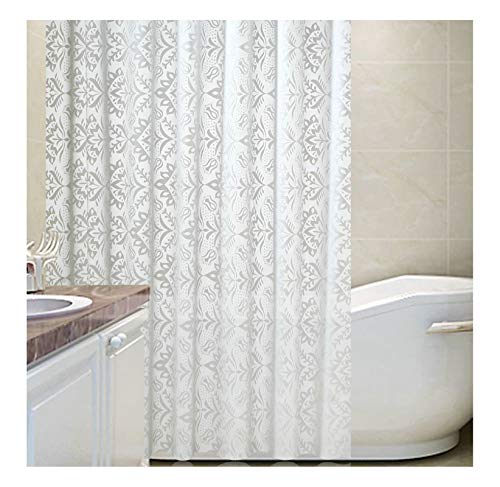 AiZnoY Polyester Duschvorhang Anti-Schimmel Wasserdicht An Badewanne Bad Vorhang Für Badezimmer Inkl. 12 Duschvorhangringen Blumen White 180X200Cm von AiZnoY