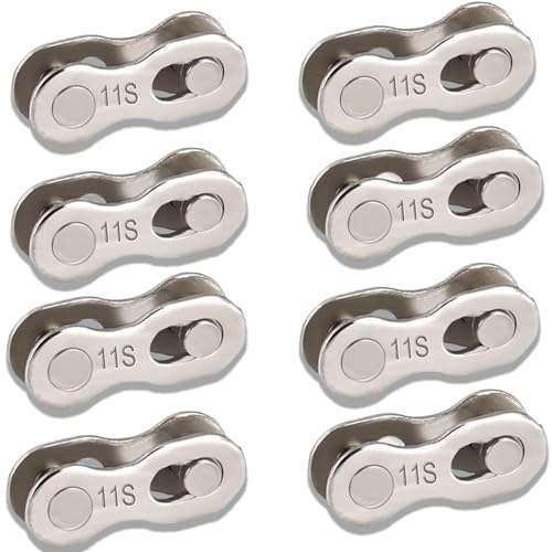 4 Paar Fahrradkettenglieder, 11-Gang-Fahrradfehlglied, wiederverwendbar, silbernes Stahl-Fahrradkettenglied, Verbindungszubehör, Einzelgeschwindigkeitskette, Schnellverschluss-Schnalle, Silber 4 Paar Fahrradkettenglieder, 11-Gang-Fahrradfehlglied, wiederverwendbar, silbernes Stahl-Fahrradkettenglied, Verbindungszubehör, Einzelgeschwindigkeitskette, Schnellverschluss-Schnalle, Silber von Aiailikill