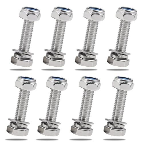 M6 x 16 mm Sechskantschrauben-Set mit Nylonmuttern und Unterlegscheiben, Edelstahl, Vollgewindeschrauben, 304 Edelstahl, Sechskantschrauben und Muttern, Maschinenschrauben und Mutter für Maschinen M6 x 16 mm Sechskantschrauben-Set mit Nylonmuttern und Unterlegscheiben, Edelstahl, Vollgewindeschrauben, 304 Edelstahl, Sechskantschrauben und Muttern, Maschinenschrauben und Mutter für Maschinen von Aiailikill